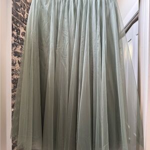 Women's Sage Green Tulle Midi Skirt